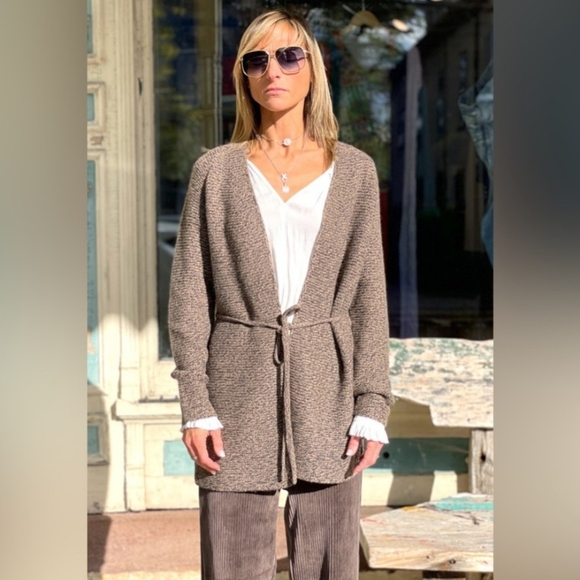 Theory Malinka cashmere belted duster cardigan sweater - Picture 1 of 15